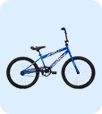 A blue bicycle.